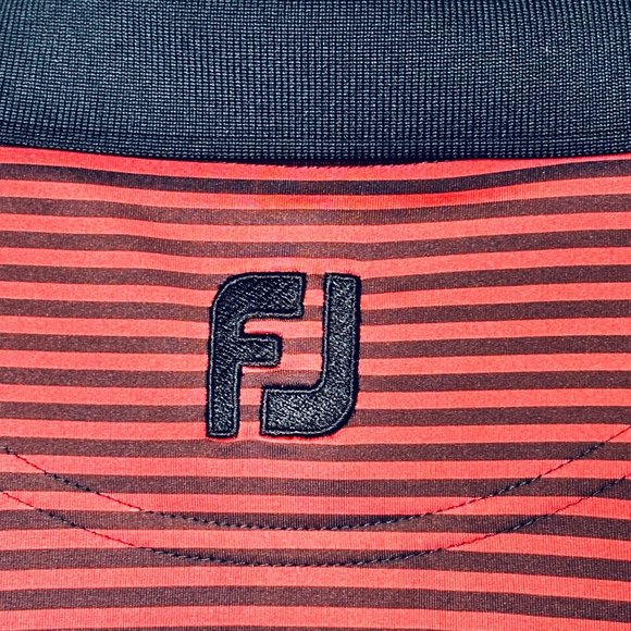 FootJoy Red & Black Striped Golf Polo - Picture 5 of 6